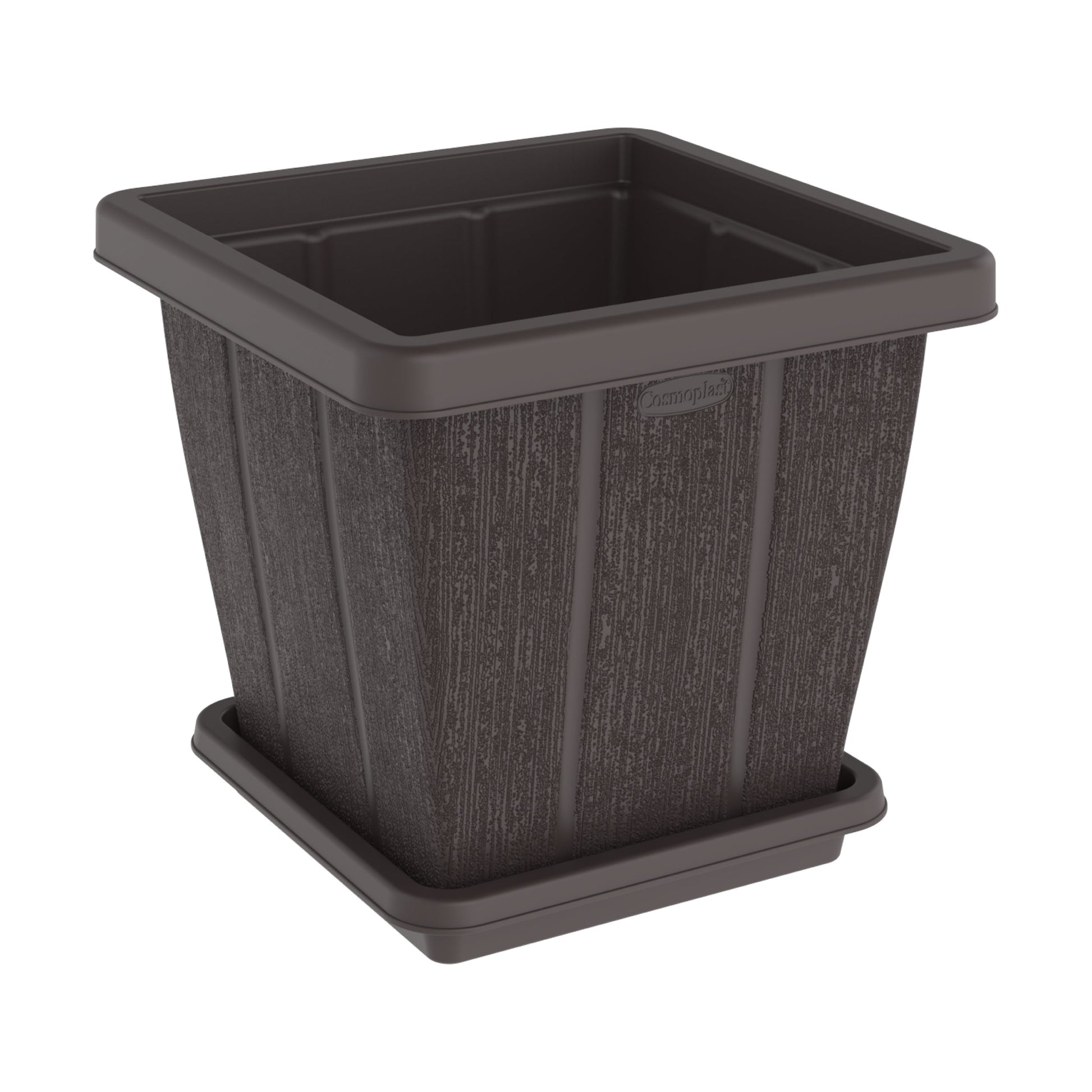 45L Cedargrain Square Planter with Tray - Cosmoplast Qatar