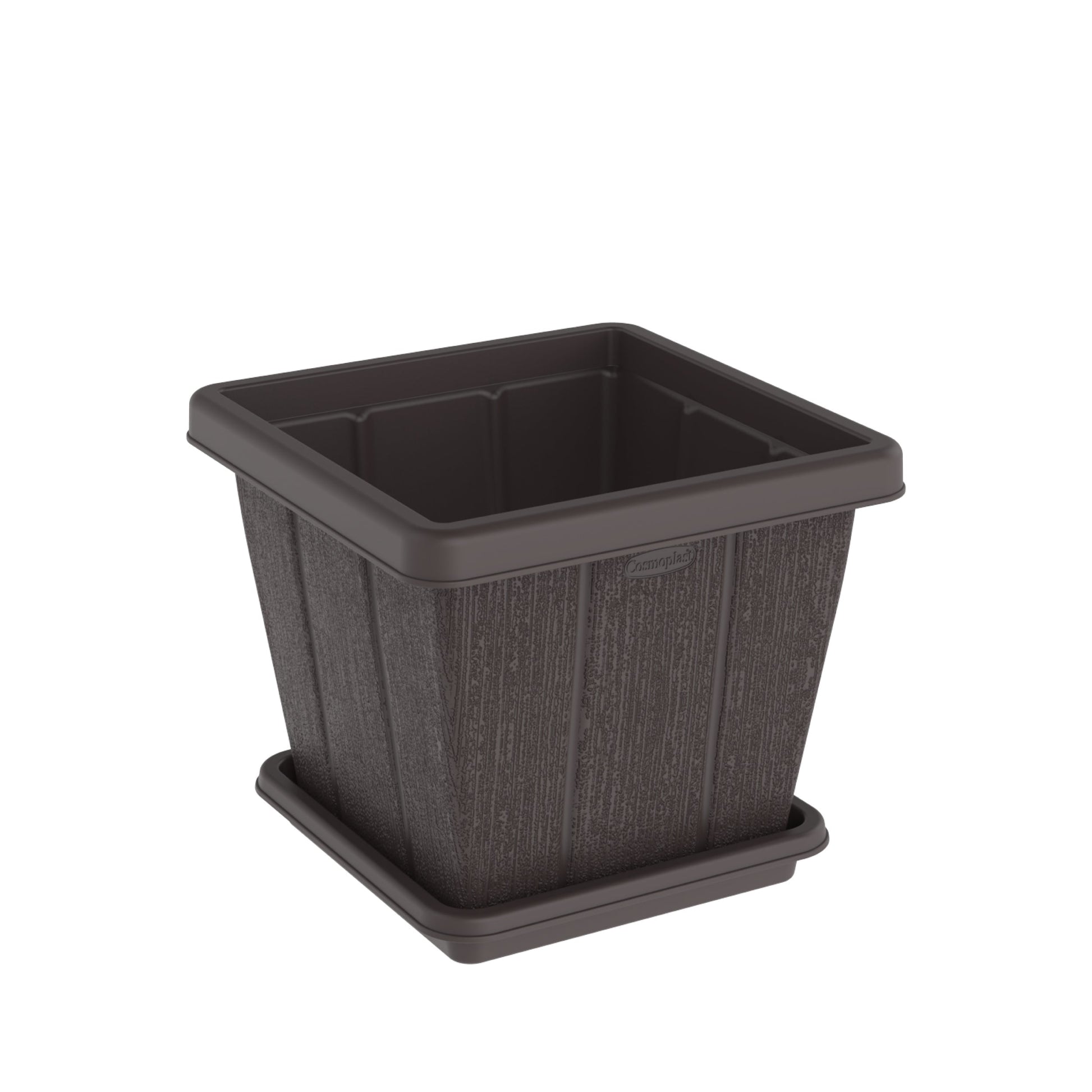 20L Cedargrain Square Planter with Tray - Cosmoplast Qatar