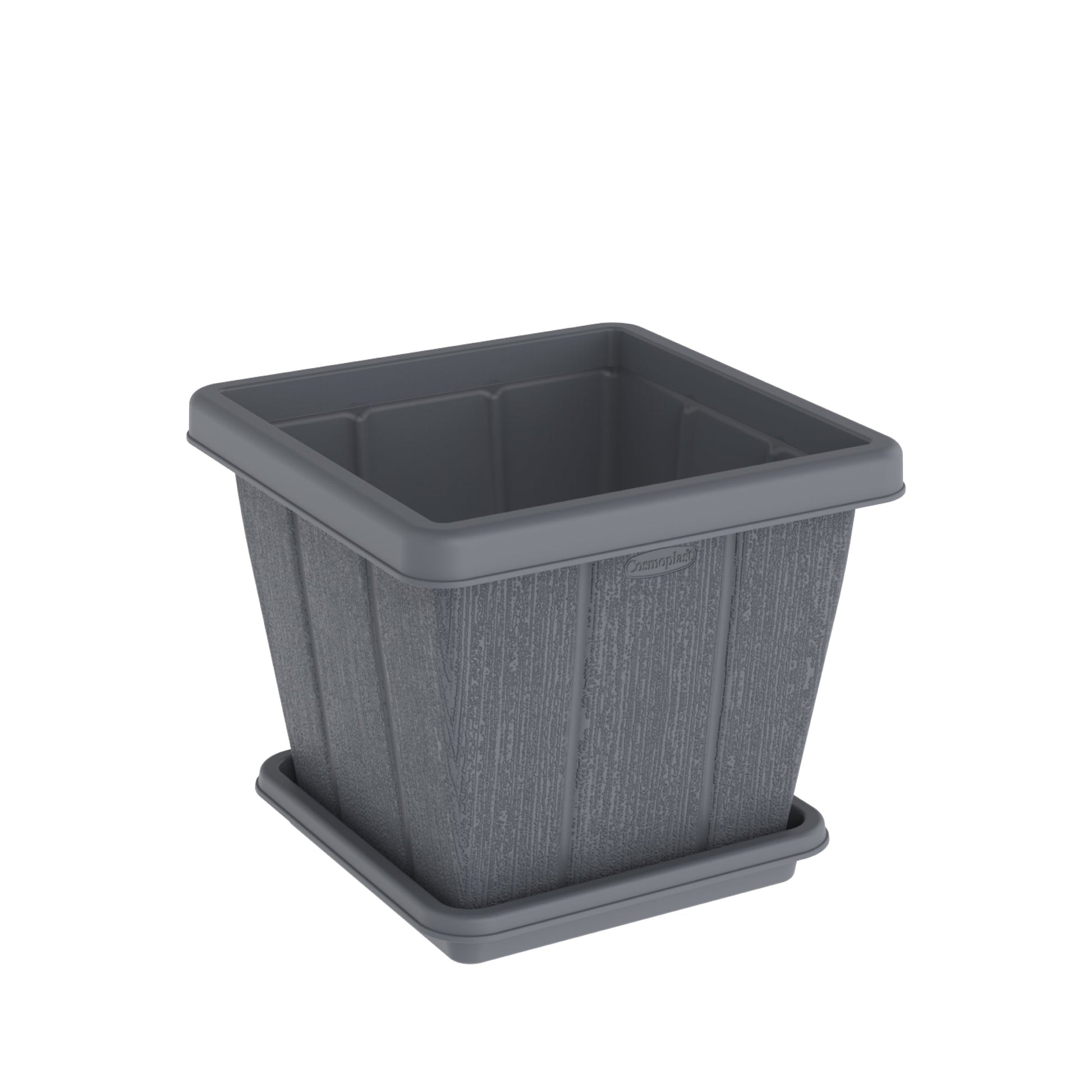 20L Cedargrain Square Planter with Tray - Cosmoplast Qatar