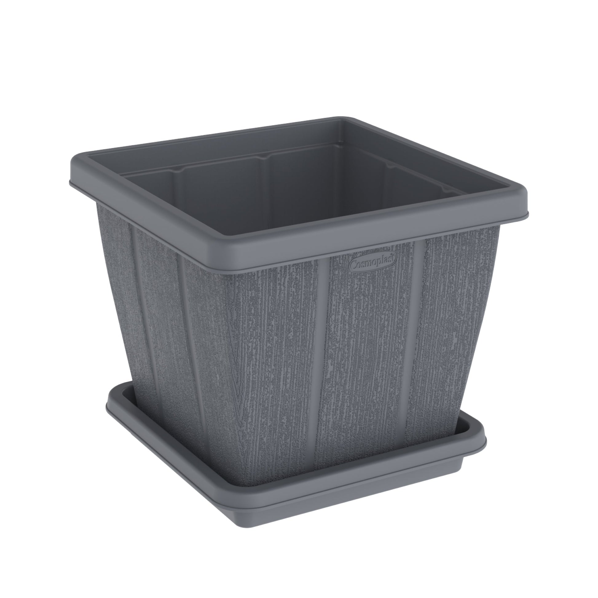 30L Cedargrain Square Planter with Tray - Cosmoplast Qatar