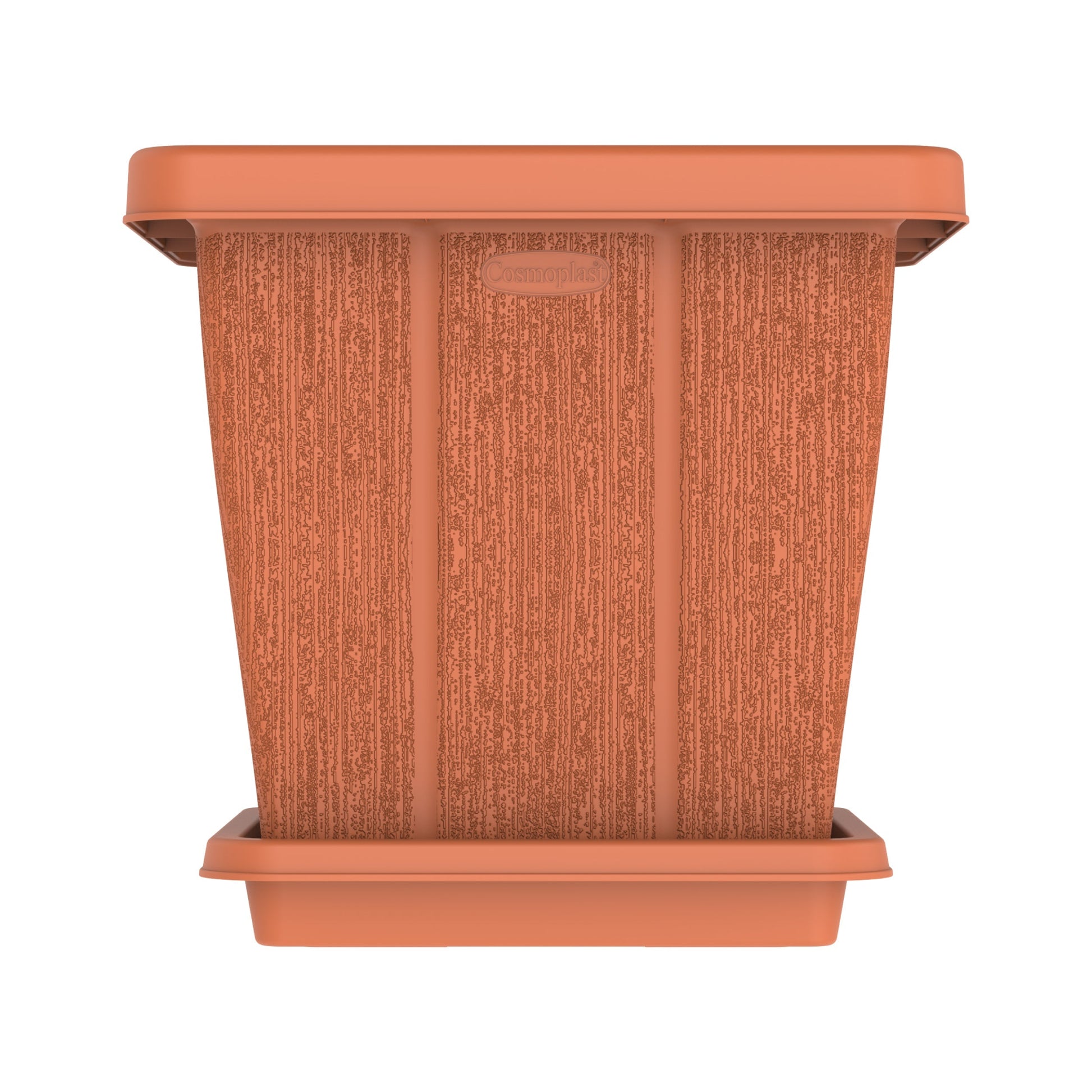 45L Cedargrain Square Planter with Tray - Cosmoplast Qatar