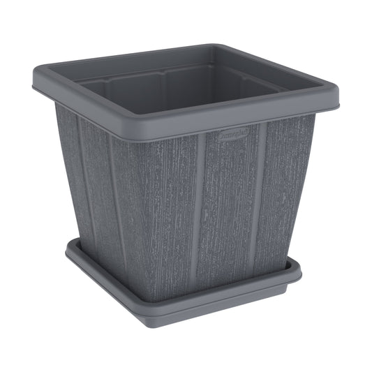 45L Cedargrain Square Planter with Tray - Cosmoplast Qatar