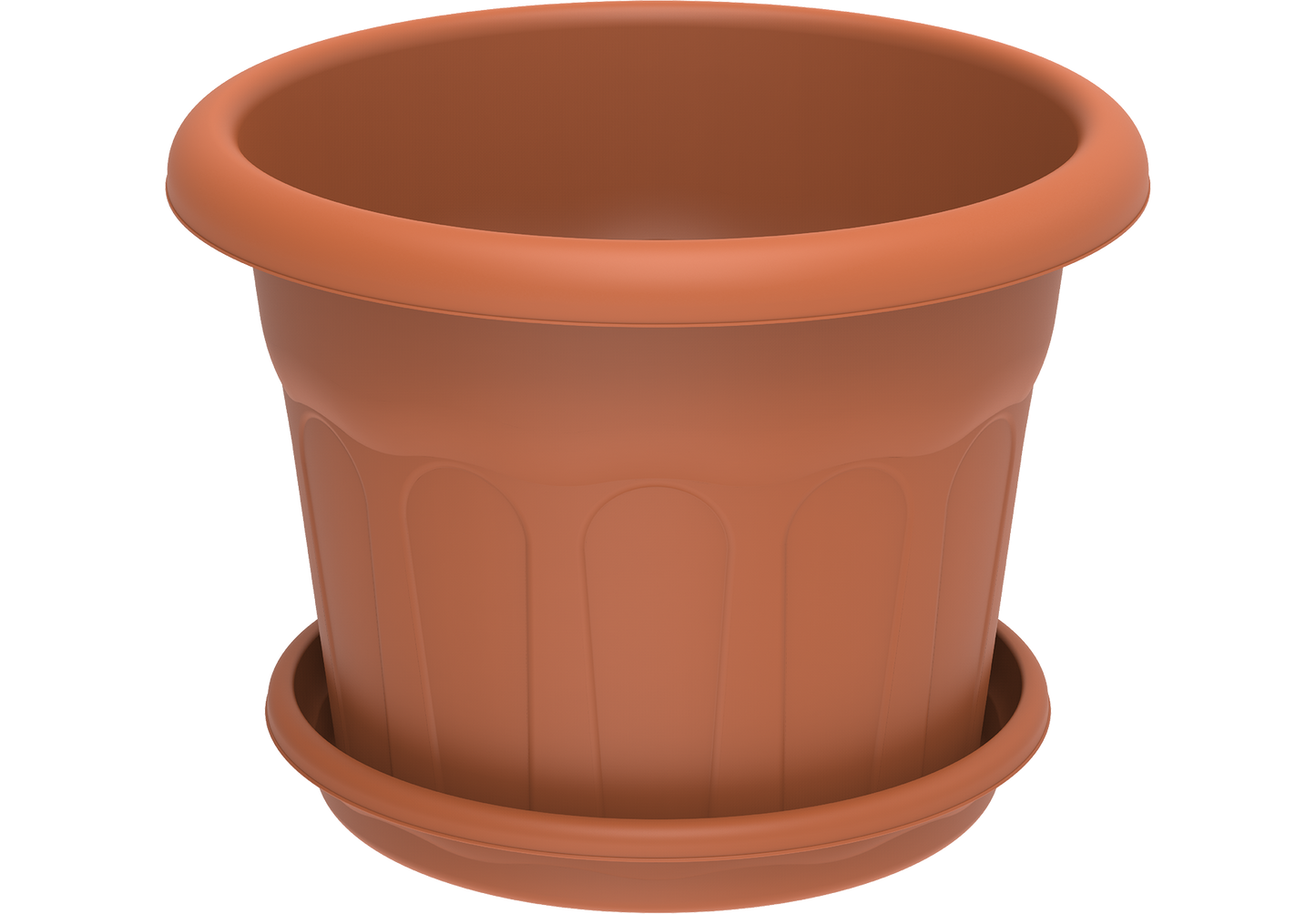 28" Round Flowerpot with Tray - Cosmoplast Qatar