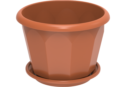 15" Hexagonal Flowerpot with Tray - Cosmoplast Qatar