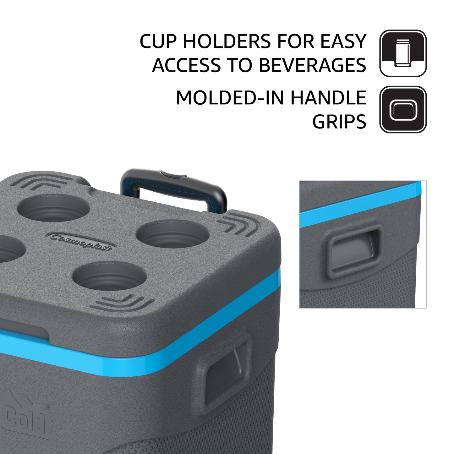 30L KeepCold Picnic Trolley Icebox with Umbrella Holder - Cosmoplast Qatar