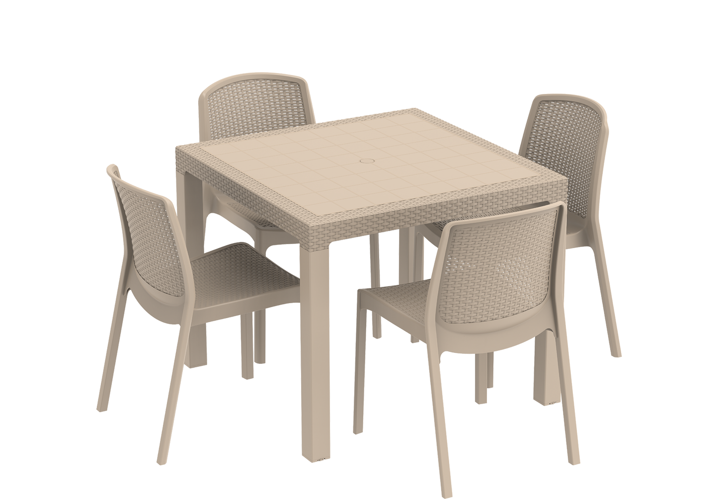 Cedarattan 4-seater Outdoor Dining Set of Table & Chairs - Cosmoplast Qatar