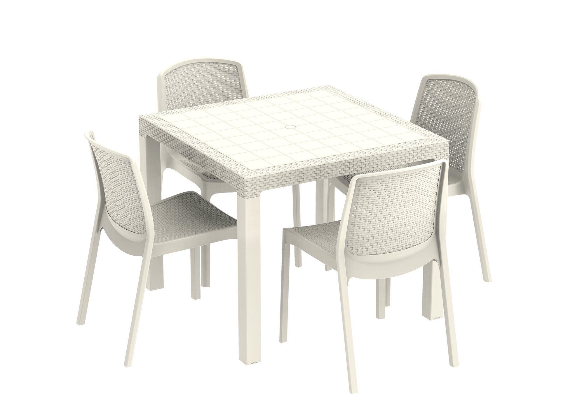 Cedarattan 4-seater Outdoor Dining Set of Table & Chairs - Cosmoplast Qatar