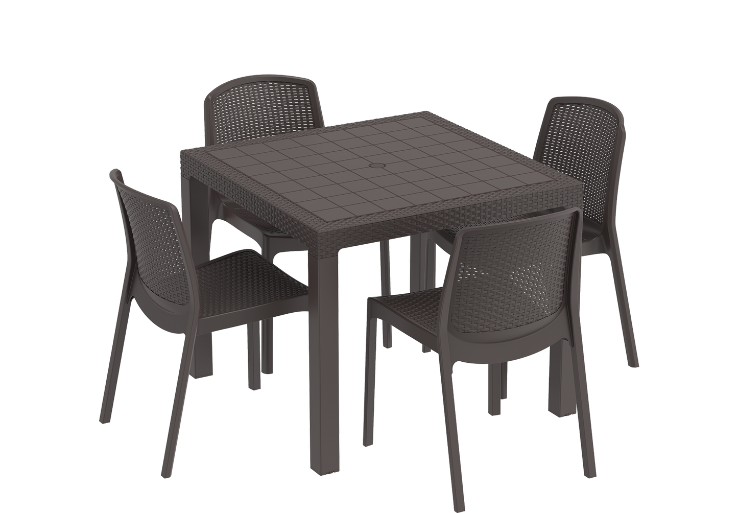 Cedarattan 4-seater Outdoor Dining Set of Table & Chairs - Cosmoplast Qatar