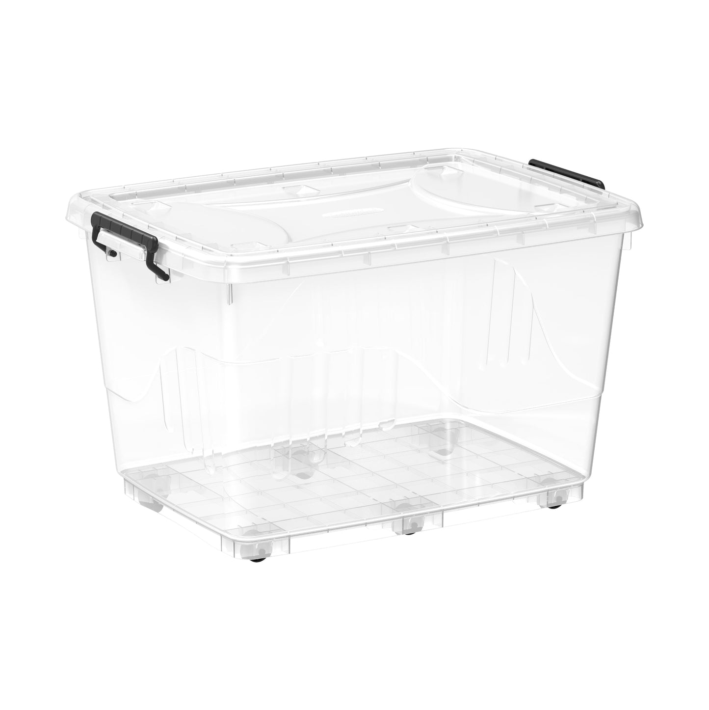 132L Clear Plastic Storage Box with Wheels & Lockable Lid - Cosmoplast Qatar