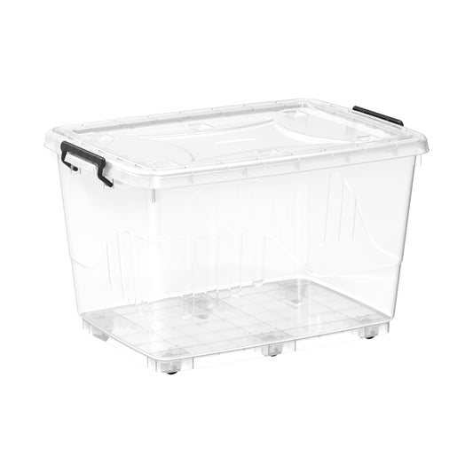 132L Clear Plastic Storage Box with Wheels & Lockable Lid - Cosmoplast Qatar