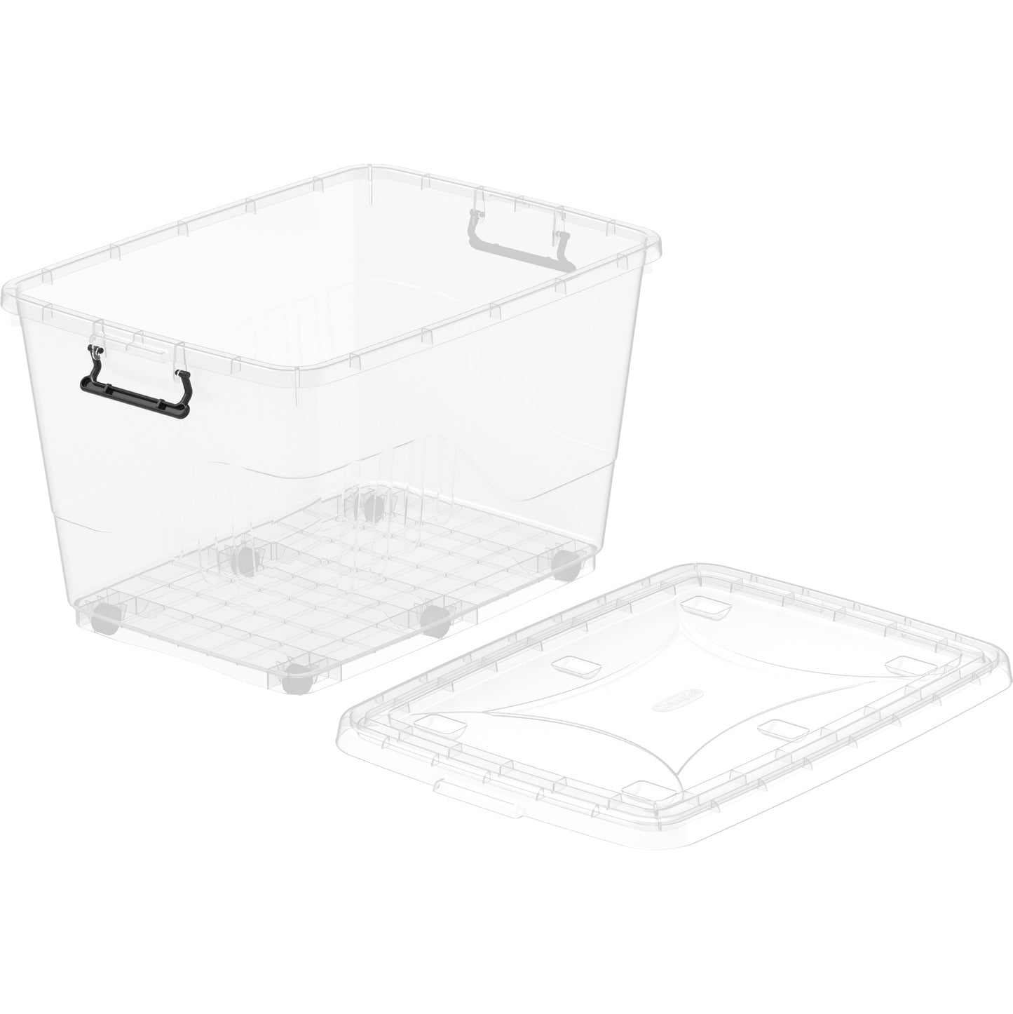 132L Clear Plastic Storage Box with Wheels & Lockable Lid - Cosmoplast Qatar