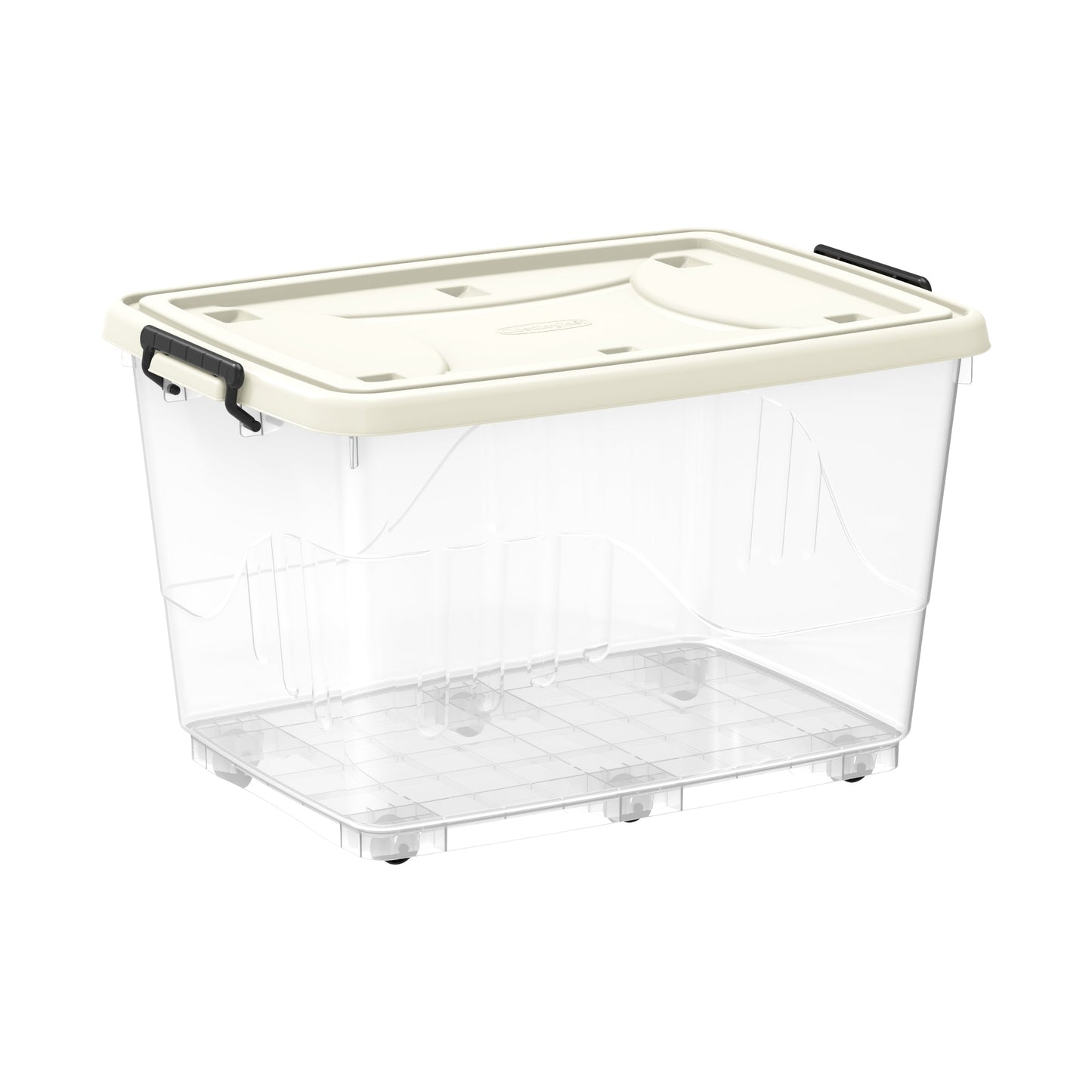 132L Clear Plastic Storage Box with Wheels & Lockable Lid - Cosmoplast Qatar