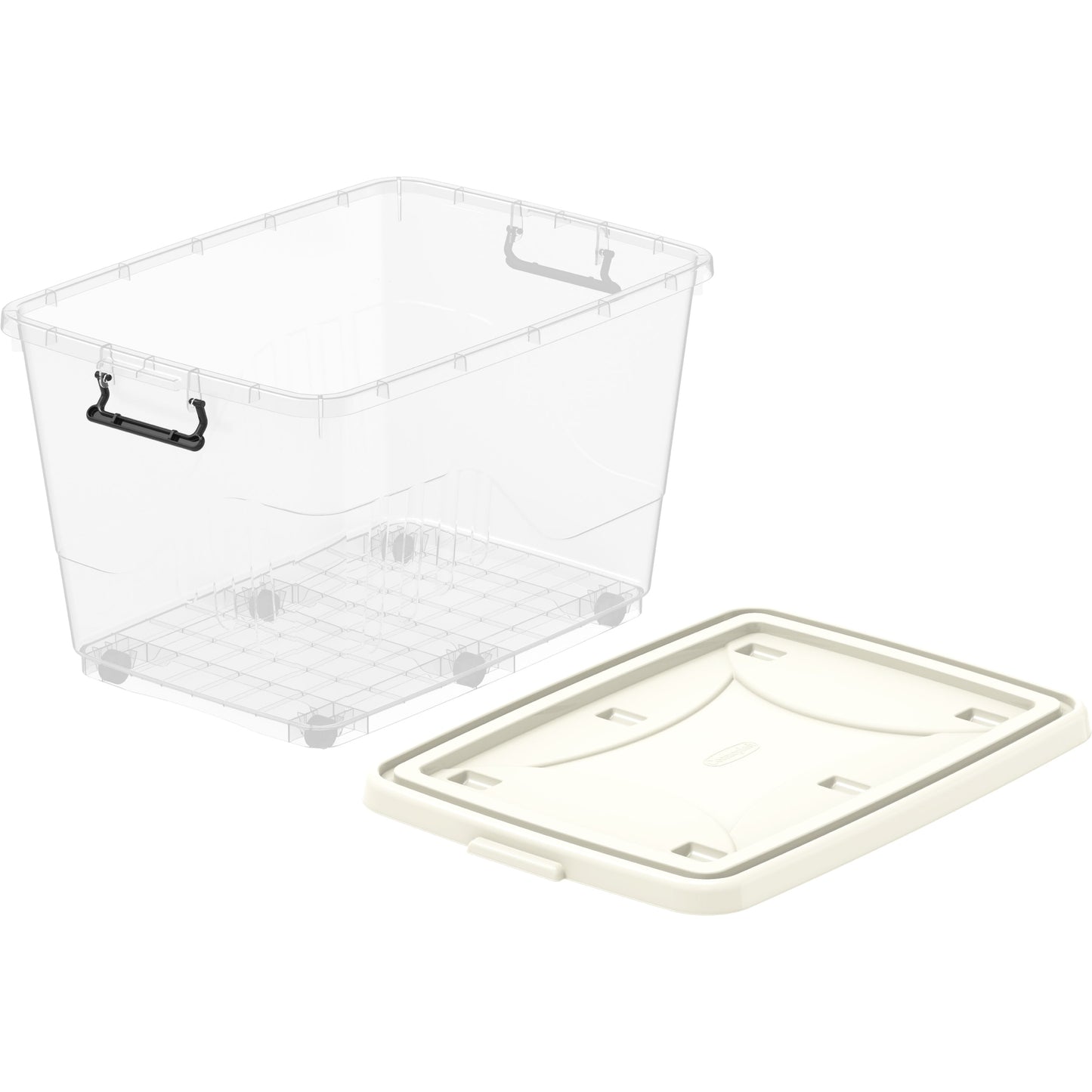 132L Clear Plastic Storage Box with Wheels & Lockable Lid - Cosmoplast Qatar