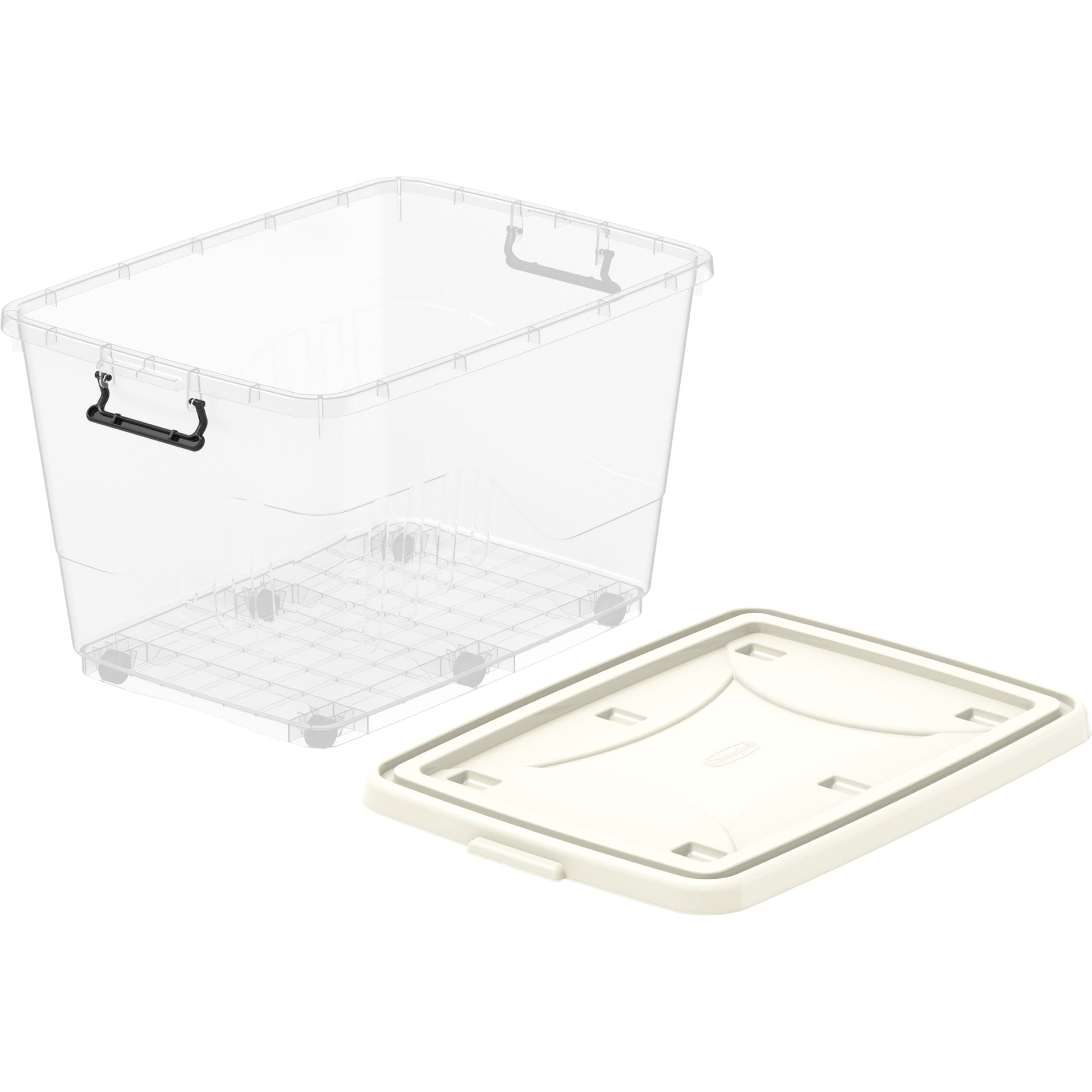 132L Clear Plastic Storage Box with Wheels & Lockable Lid - Cosmoplast Qatar