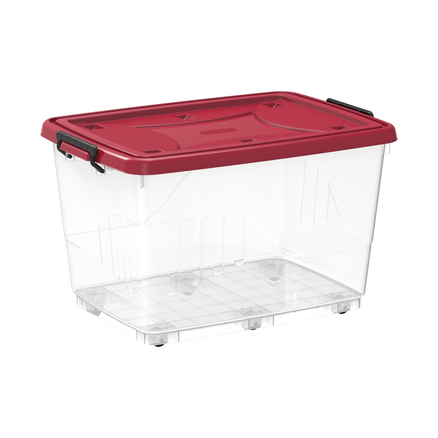 132L Clear Plastic Storage Box with Wheels & Lockable Lid - Cosmoplast Qatar