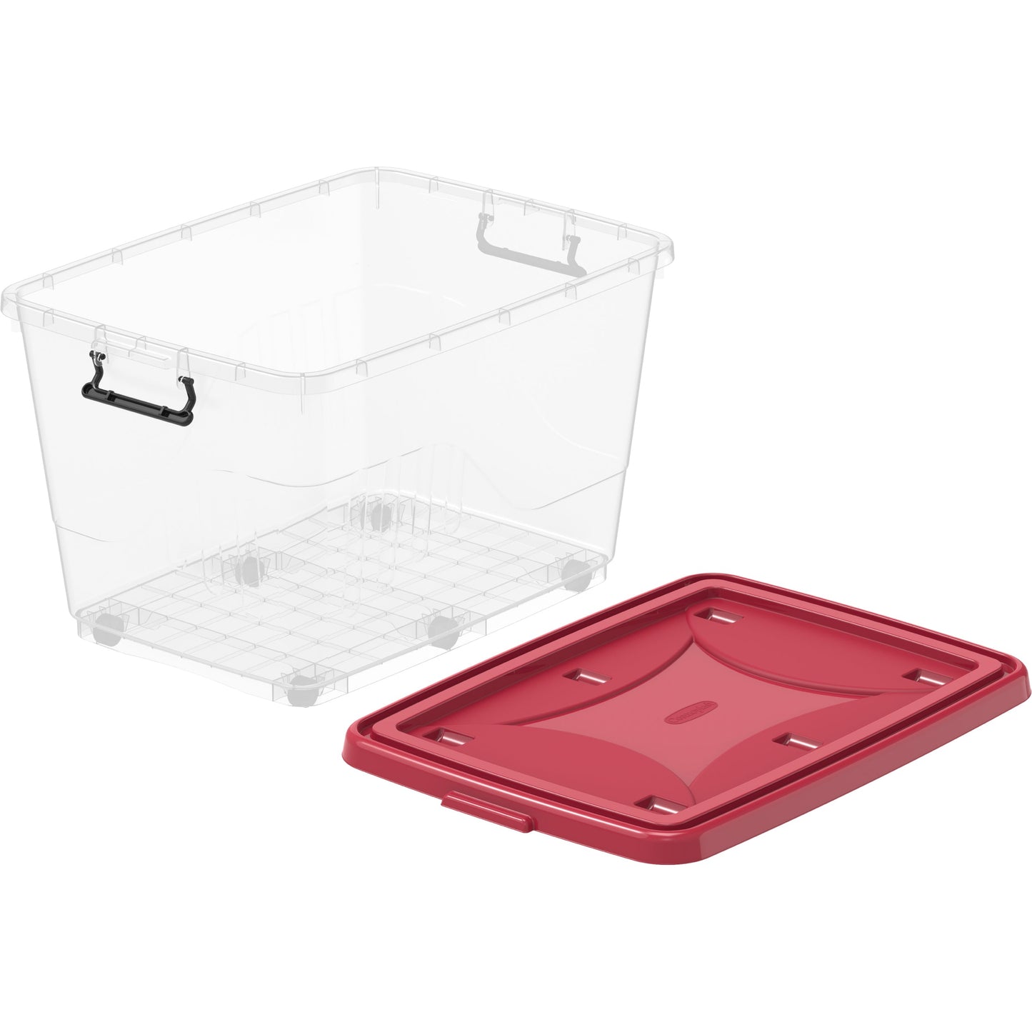 132L Clear Plastic Storage Box with Wheels & Lockable Lid - Cosmoplast Qatar