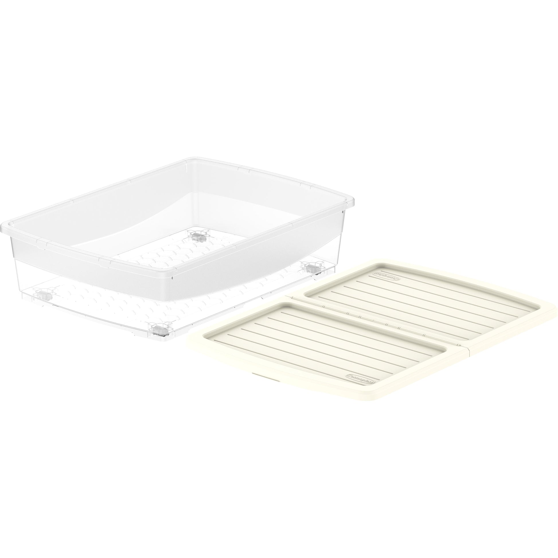 45L Clear Plastic Underbed Storage Box with Wheels & Lockable Lid - Cosmoplast Qatar