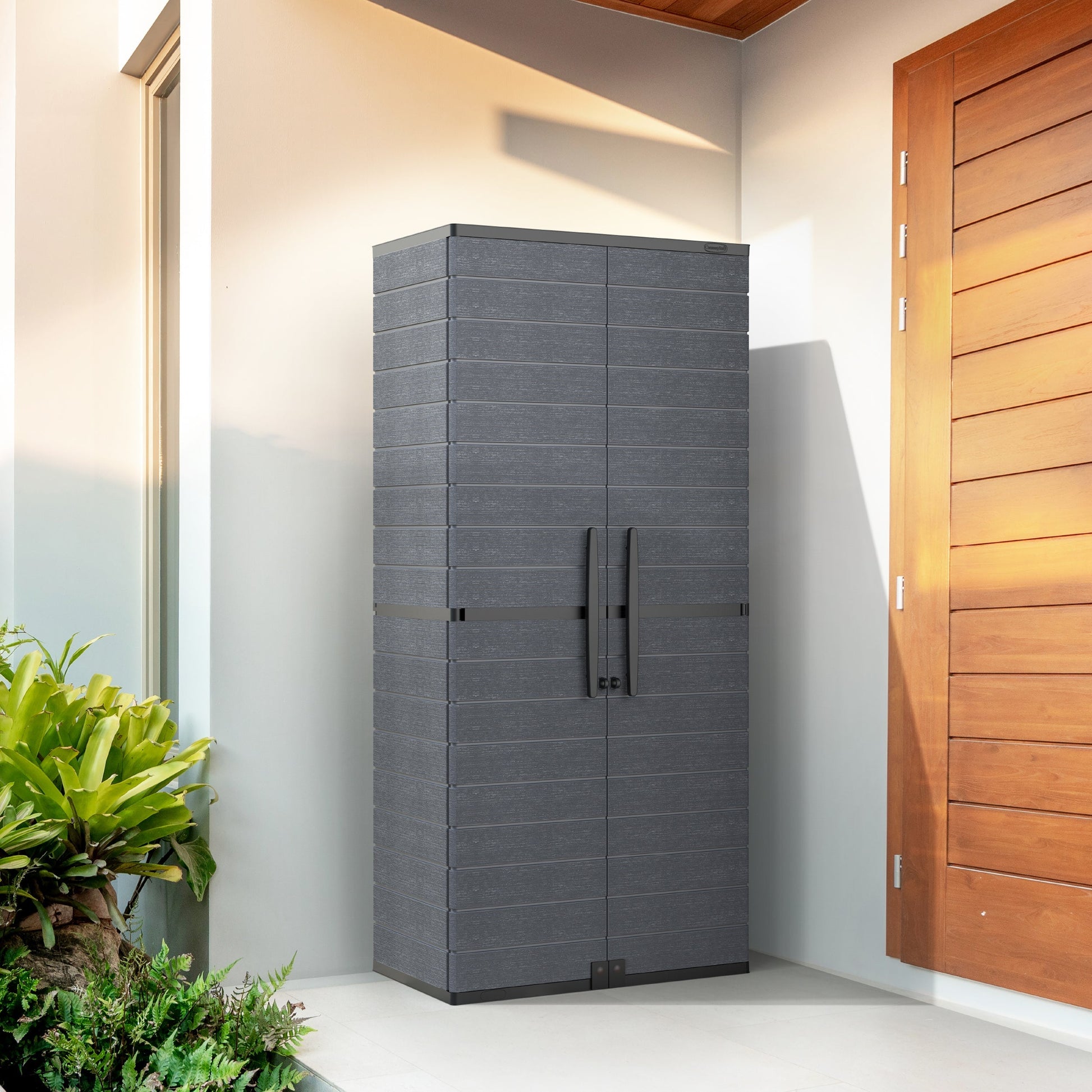 Cedargrain Vertical Storage Tall Cabinet - Cosmoplast Qatar