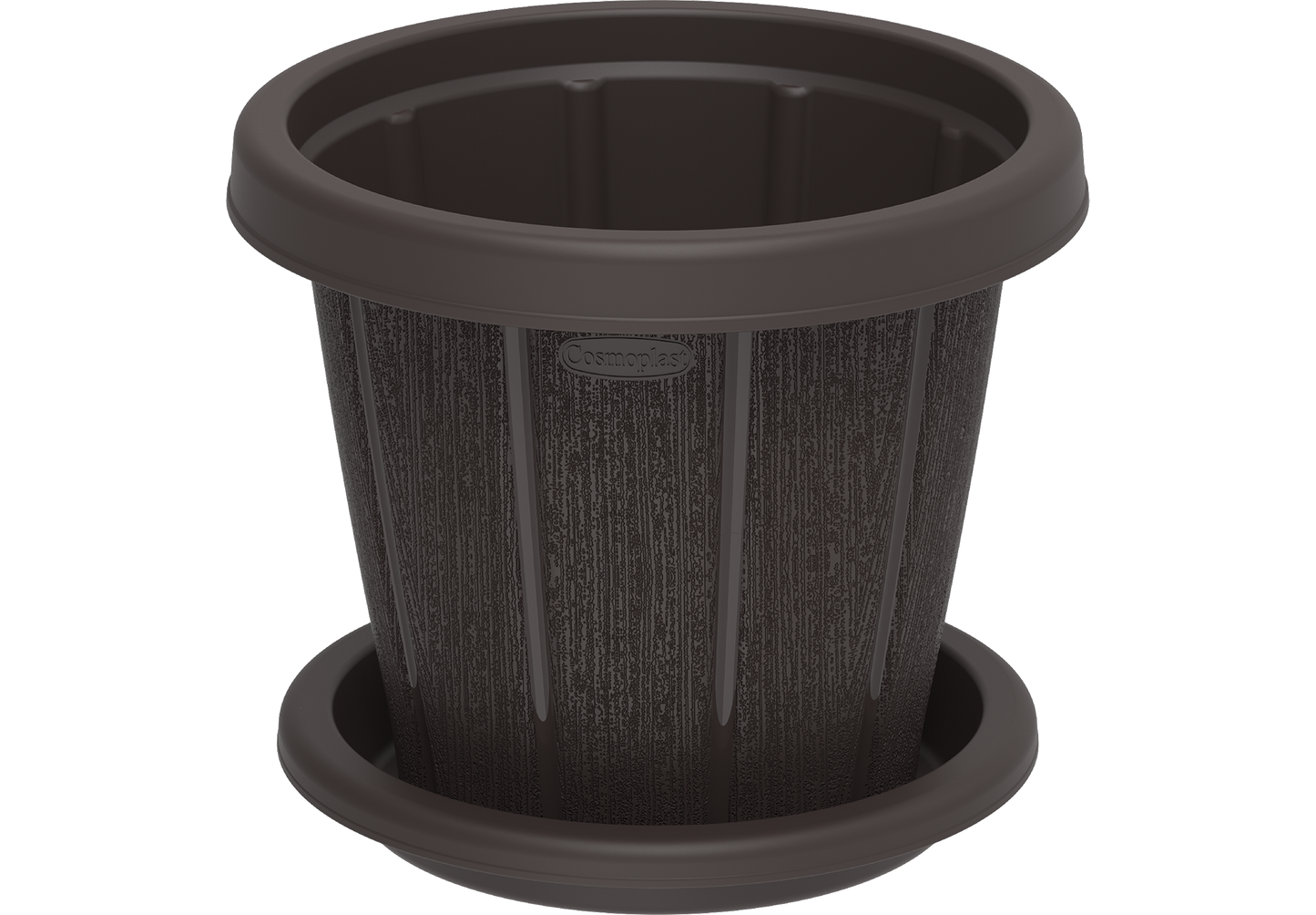 Cedargrain 14" Flowerpot with Tray - Cosmoplast Qatar
