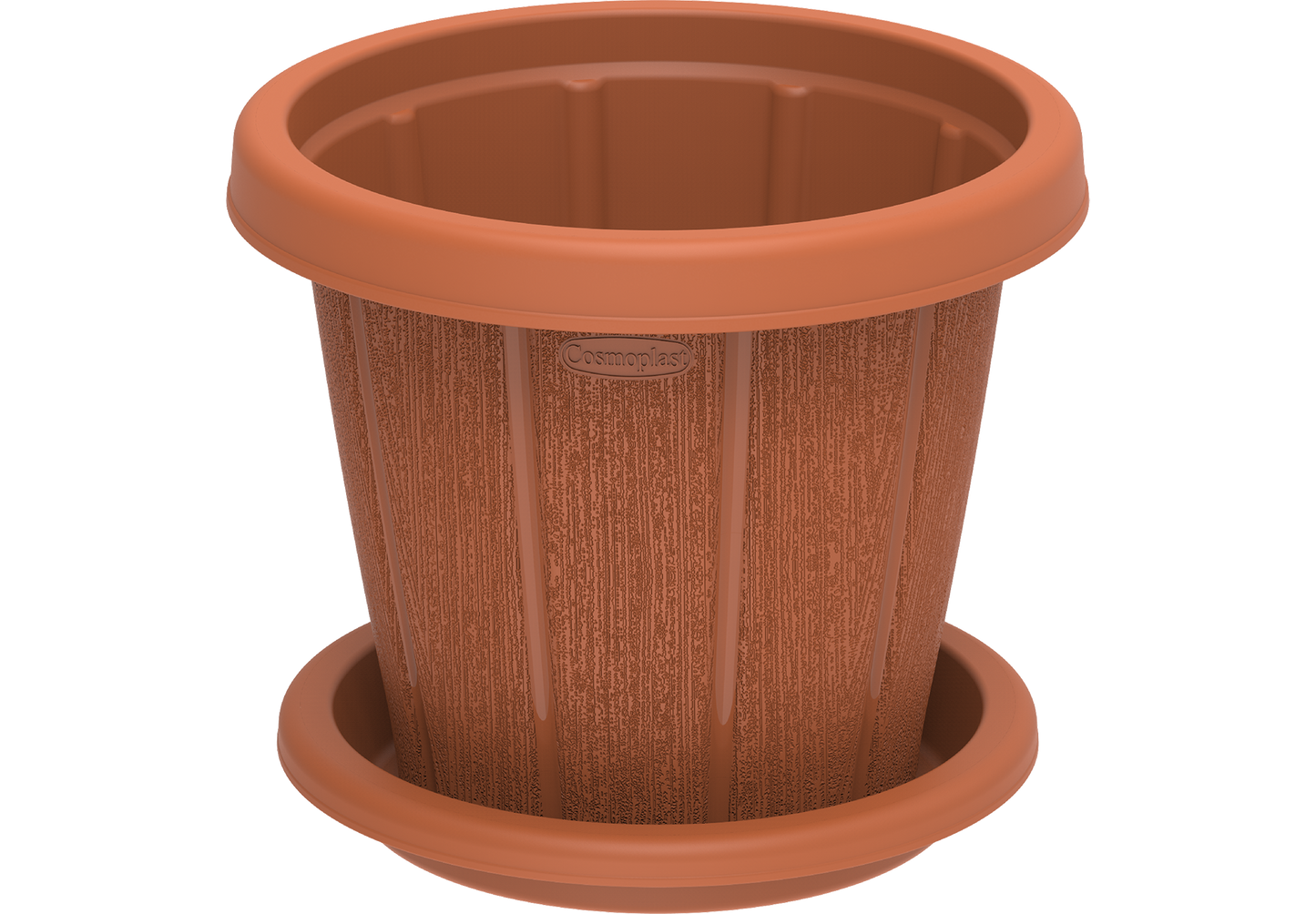 Cedargrain 14" Flowerpot with Tray - Cosmoplast Qatar