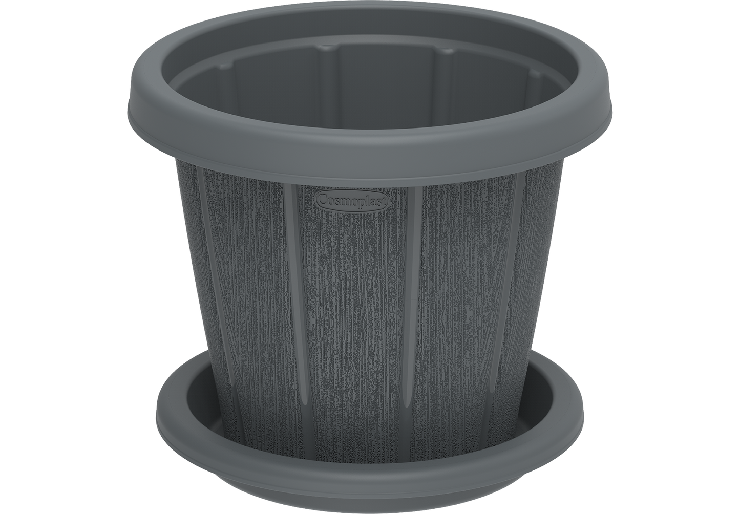 Cedargrain 14" Flowerpot with Tray - Cosmoplast Qatar