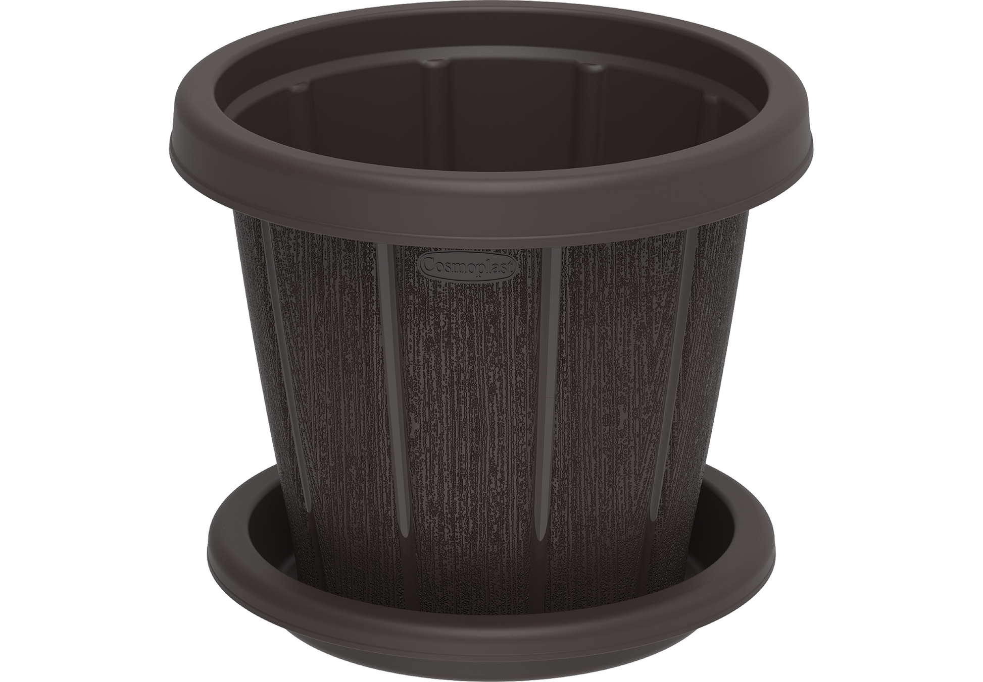 Cedargrain 16" Flowerpot with Tray - Cosmoplast Qatar