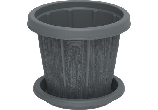 Cedargrain 16" Flowerpot with Tray - Cosmoplast Qatar
