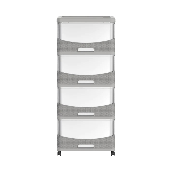 Cedarattan 4 Tiers Storage Cabinet with Drawers & Wheels