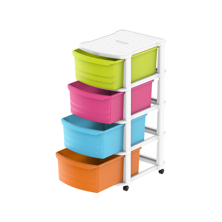 4 Tiers Multipurpose Storage Cabinet with Wheels