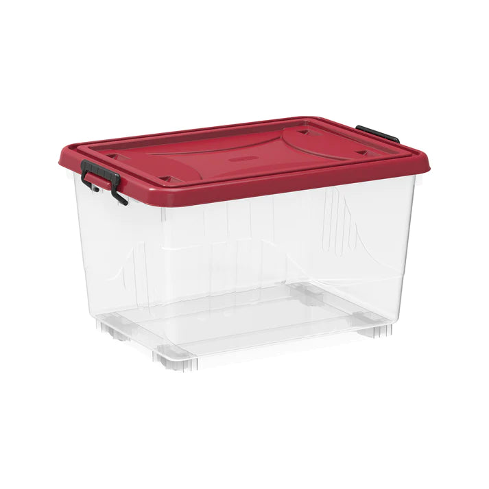 22L Clear Plastic Storage Boxes with Wheels & Lockable Lid