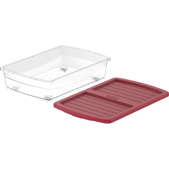 25L Clear Plastic Underbed Storage Box with Wheels & Lockable Lid