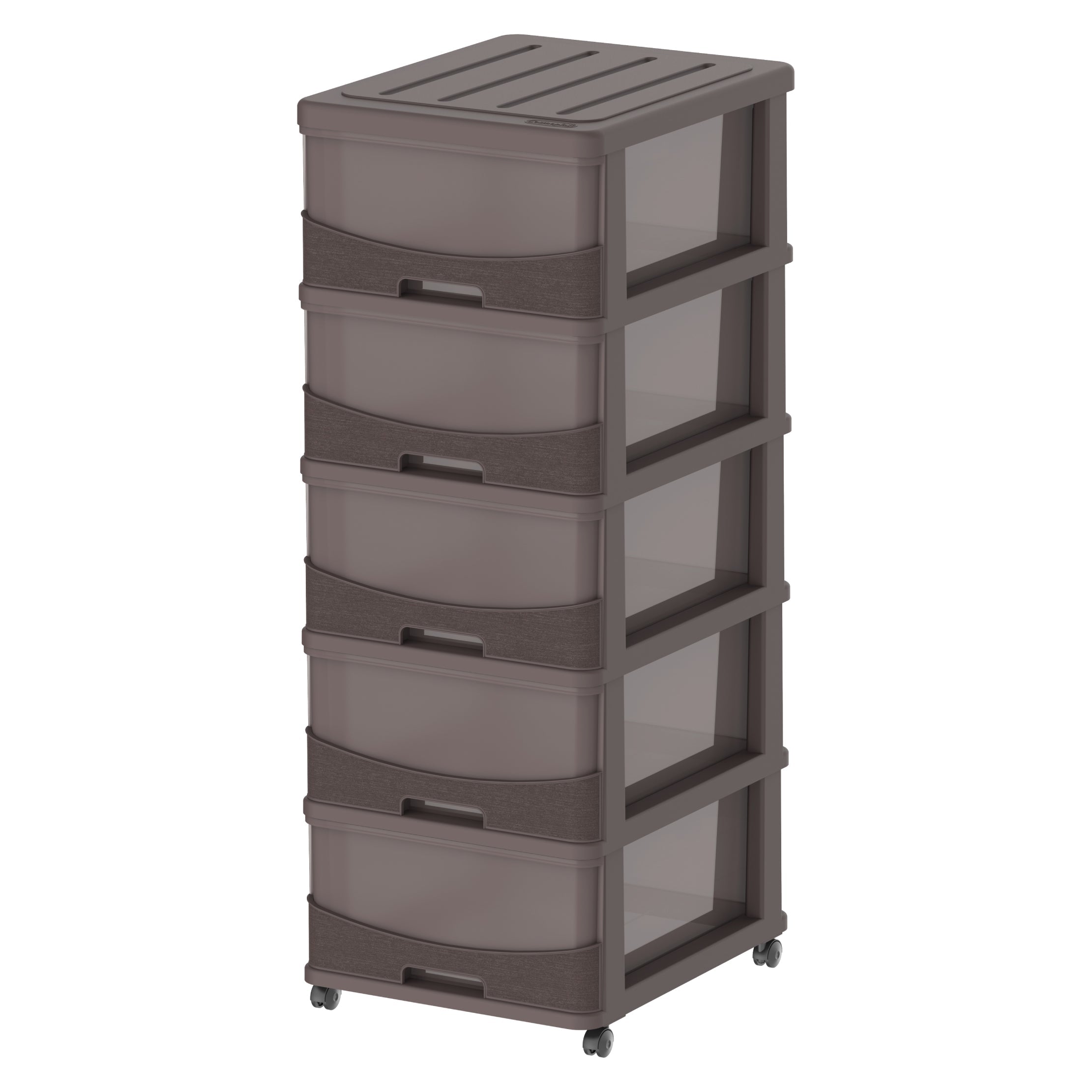 Cedargrain 5 Tiers Storage Cabinet with Drawers & Wheels - Cosmoplast Qatar