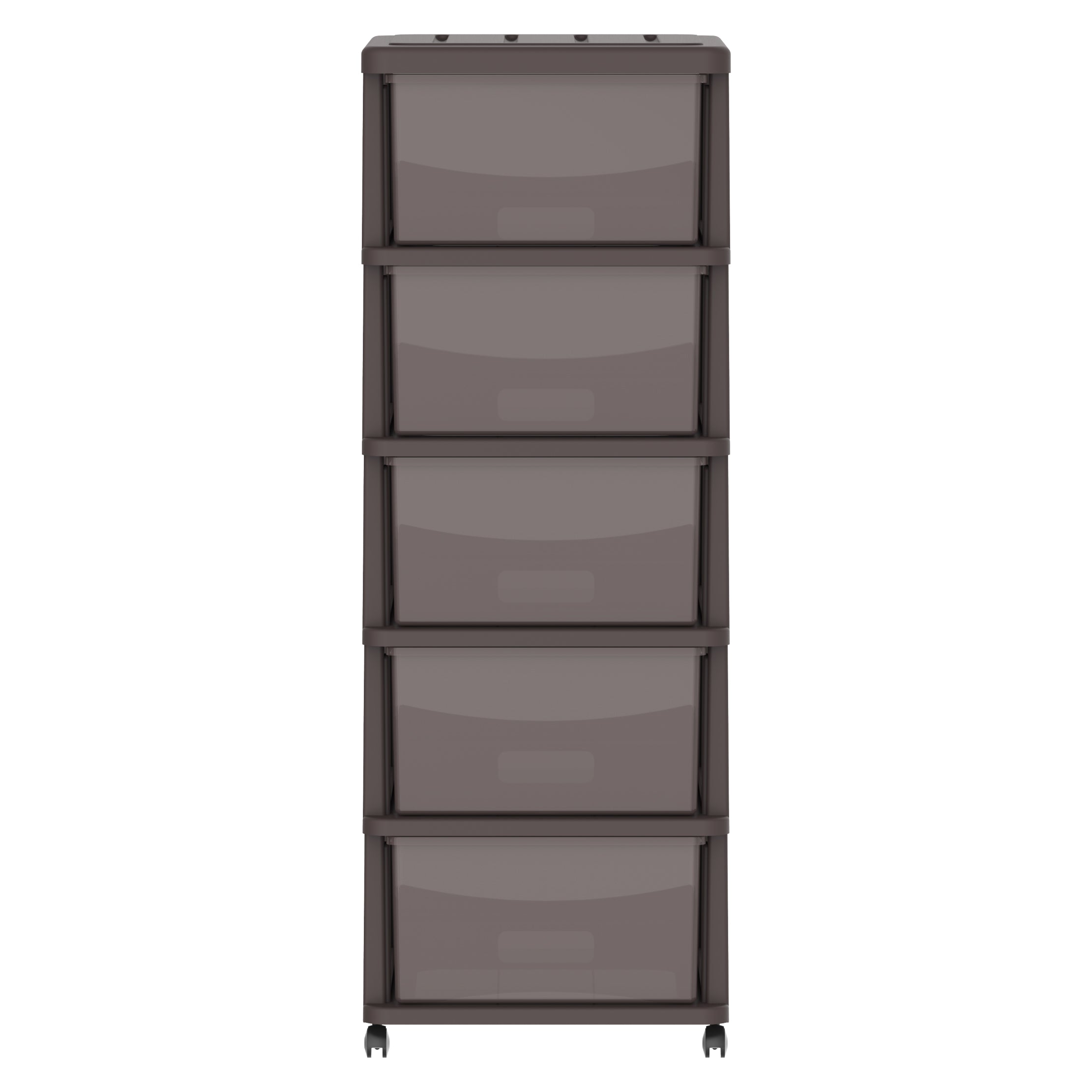 Cedargrain 5 Tiers Storage Cabinet with Drawers & Wheels - Cosmoplast Qatar