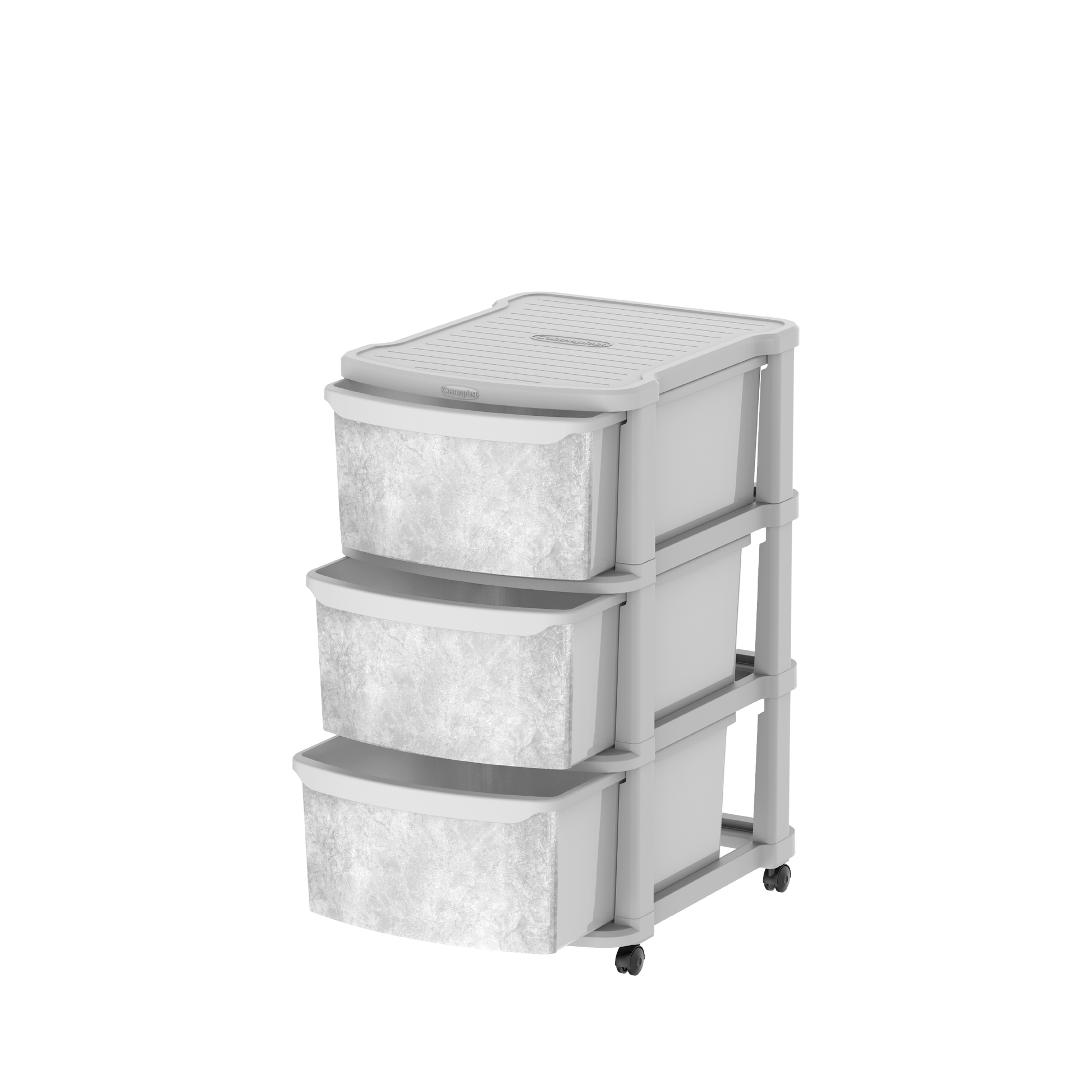 Ceramic 3 Tiers Multipurpose Storage Cabinet with Wheels - Cosmoplast Qatar