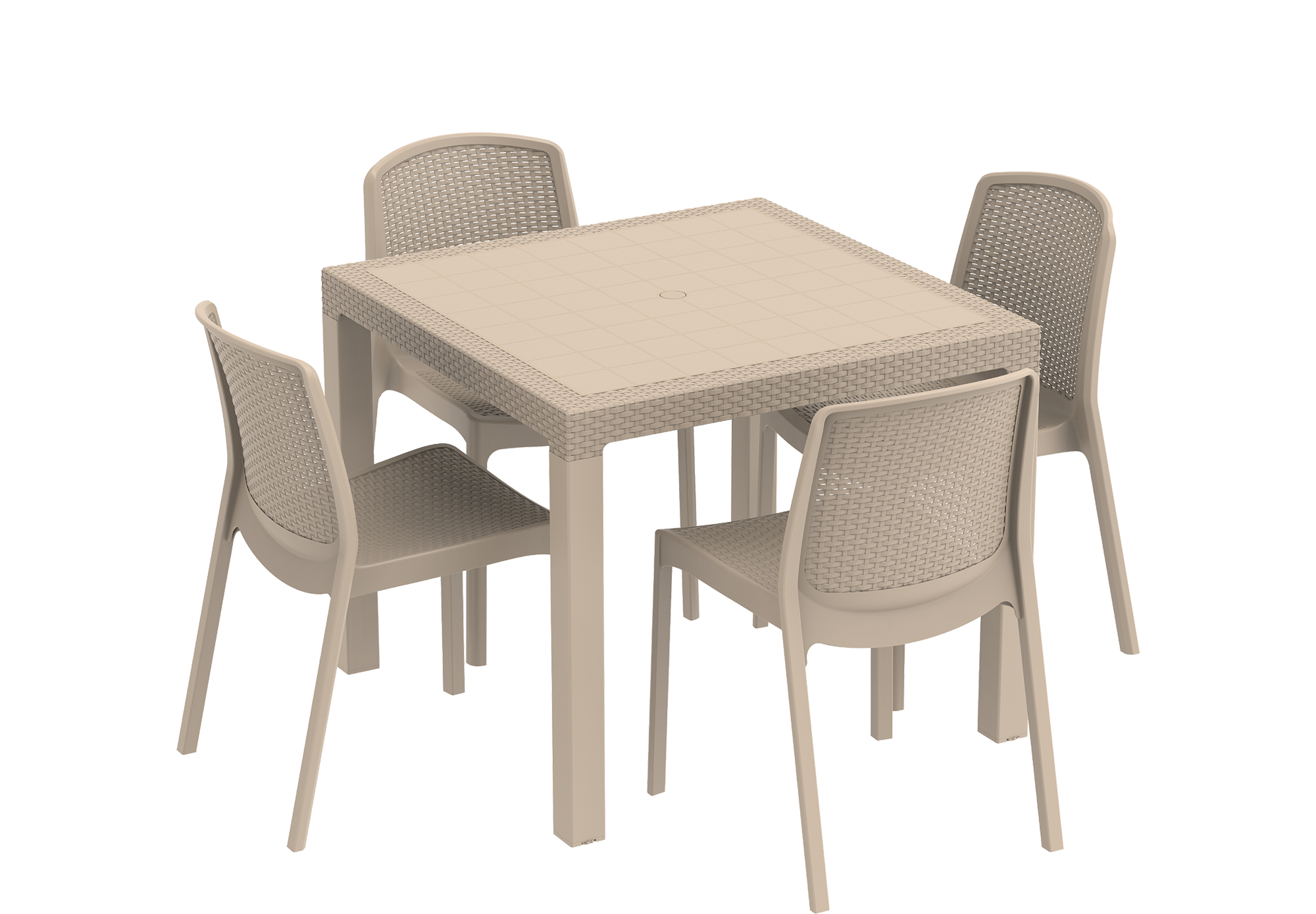 Cedarattan 4-seater Outdoor Dining Set of Table & Chairs - Cosmoplast Qatar