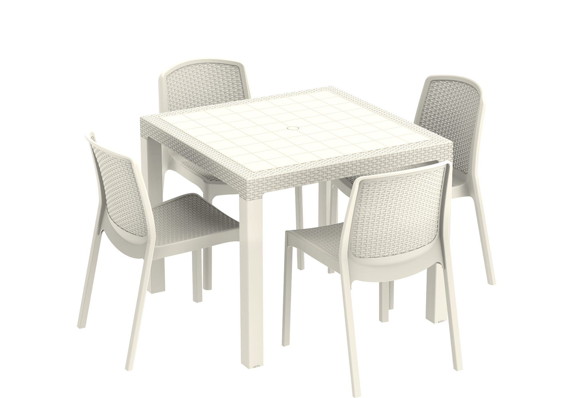 Cedarattan 4-seater Outdoor Dining Set of Table & Chairs - Cosmoplast Qatar